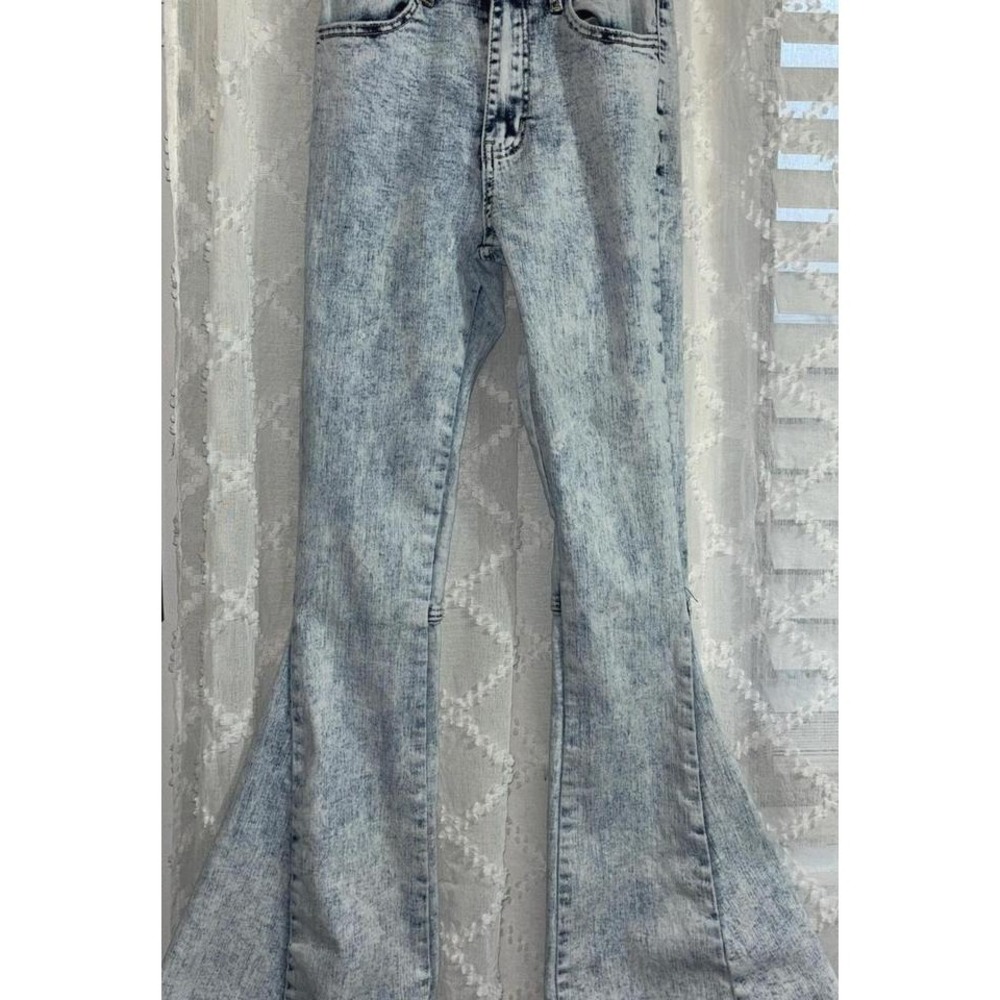 Altar'd State Acid Wash High Waisted Bell Bottom Flare Jeans